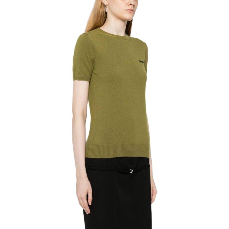 (Women) MIU MIU  Green Short-Sleeve Sweater with Letter Print MML842-13S1-F0613 圖 4