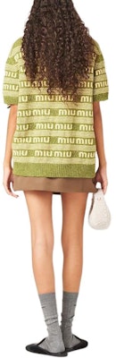 (W) MIU MIU 绿色条纹字母针织短袖毛衣. MML870-138E-F0613-S-OOO Shop (W) MIU MIU 绿色条纹字母针织短袖毛衣. MML870-138E-F0613-S-OOO