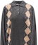 Shop (W) ミュウミュウ グレー アーガイル ニット 長袖 プルオーバー ポロシャツ MML973-15NE-F0480-S-OOO
