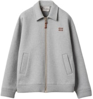 (Women) MIU MIU Grey Casual Short Jacket with Logo Embroidery. ML1060-15EG-F0031-S-OOO (Women) MIU MIU Grey Casual Short Jacket with Logo Embroidery. ML1060-15EG-F0031-S-OOO