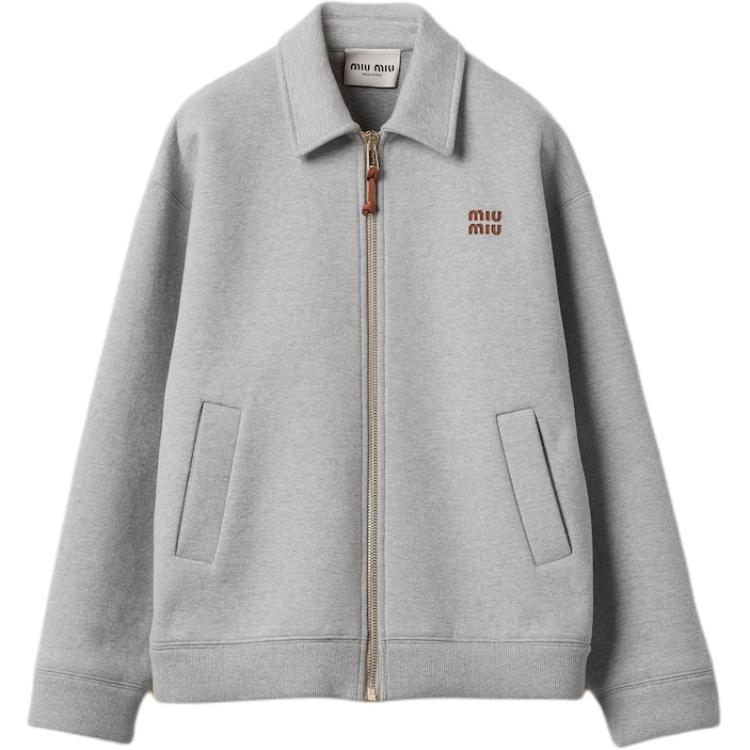 Order (W) MIU MIU 灰色休閒短外套附Logo刺繡. ML1060-15EG-F0031-S-OOO