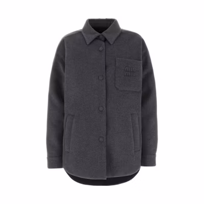 (Women) MIU MIU Grey Cotton Jacket with Logo Print. ML855-13L9-F0031