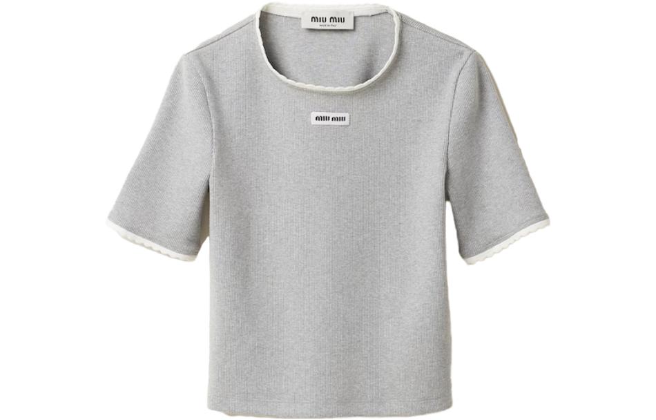 Order (W) MIU MIU 灰色Logo補丁圓領針織毛衣 MJN847-12HM-F0031-S-232