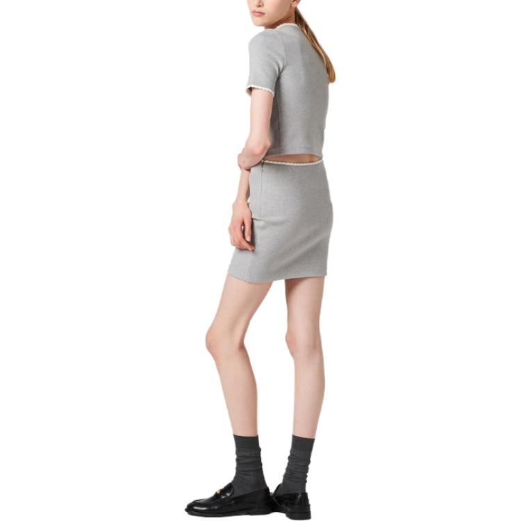 Shop (W) MIU MIU 灰色Logo補丁圓領針織毛衣 MJN847-12HM-F0031-S-232