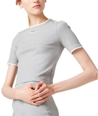 (W) MIU MIU 灰色Logo補丁圓領針織毛衣 MJN847-12HM-F0031-S-232 Purchase (W) MIU MIU 灰色Logo補丁圓領針織毛衣 MJN847-12HM-F0031-S-232