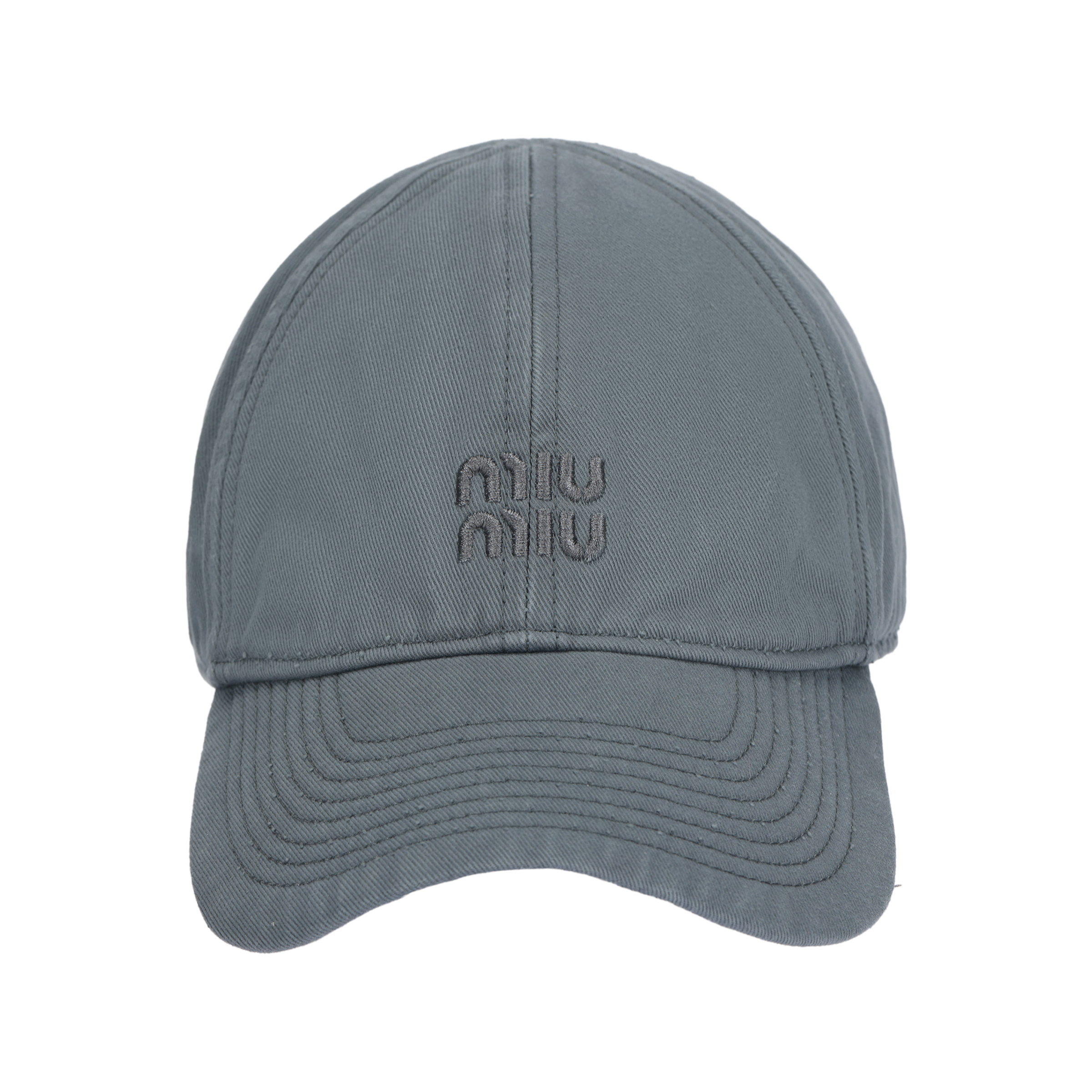 (Women) MIU MIU  Grey Fabric Baseball Cap with Embroidered Logo. 5HC370_2CR2_F0031