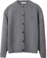 (Women) MIU MIU Grey Knit Cardigan with Embroidered Logo. MMF796-13JS-F0031-S-232 (Women) MIU MIU Grey Knit Cardigan with Embroidered Logo. MMF796-13JS-F0031-S-232