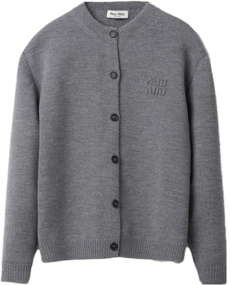 (W) MIU MIU Kardigan Rajut Kelabu dengan Logo Sulaman. MMF796-13JS-F0031-S-232 Order (W) MIU MIU Kardigan Rajut Kelabu dengan Logo Sulaman. MMF796-13JS-F0031-S-232