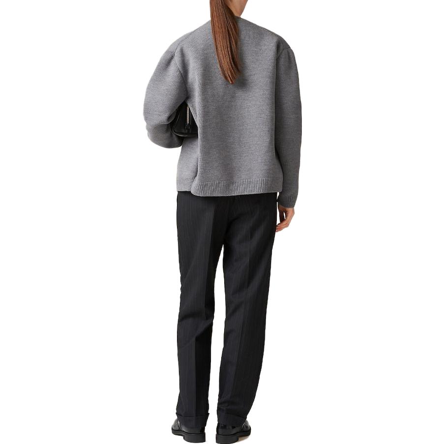 Shop (W) MIU MIU Kardigan Rajut Kelabu dengan Logo Sulaman. MMF796-13JS-F0031-S-232