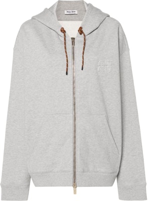 (Women) MIU MIU Grey Logo Hoodie Zip-Up Jacket. MJL023-15AU-F0031-S-OOO Order (Women) MIU MIU Grey Logo Hoodie Zip-Up Jacket. MJL023-15AU-F0031-S-OOO