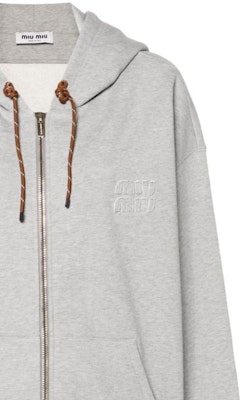 (Women) MIU MIU Grey Logo Hoodie Zip-Up Jacket. MJL023-15AU-F0031-S-OOO Sizing (Women) MIU MIU Grey Logo Hoodie Zip-Up Jacket. MJL023-15AU-F0031-S-OOO