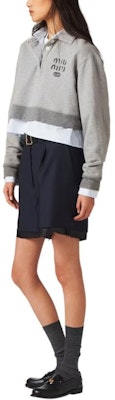 (W) MIU MIU 灰色标志印花短款长袖POLO衫 MJL996-14EJ-F0031-S-OOO Lookbook (W) MIU MIU 灰色标志印花短款长袖POLO衫 MJL996-14EJ-F0031-S-OOO