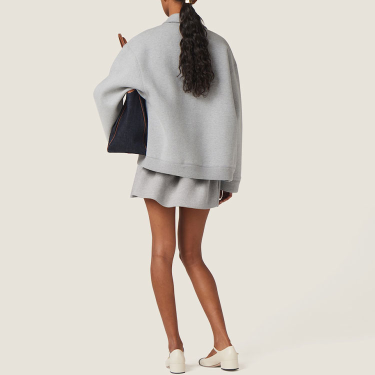 (Women) MIU MIU  Grey Mini Skirt with Embroidered Letter Logo and Lace-Up Detail. MG2252-15EG-F0031-S-OOO 圖 5