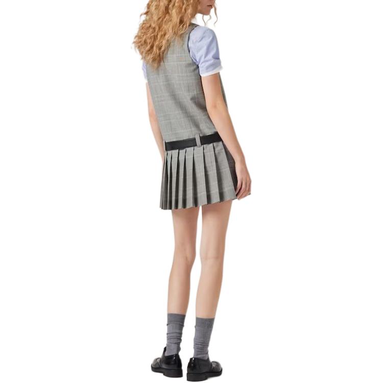 (Women) MIU MIU  Grey Plaid Logo Print Sleeveless Cropped Dress. MF5269-14HV-F0013 圖 4