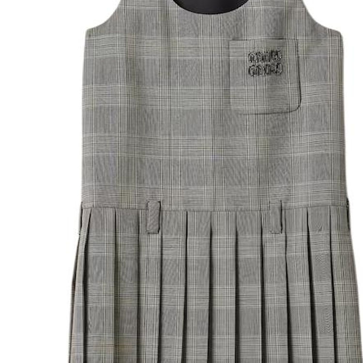 (Women) MIU MIU  Grey Plaid Logo Print Sleeveless Cropped Dress. MF5269-14HV-F0013 圖 6