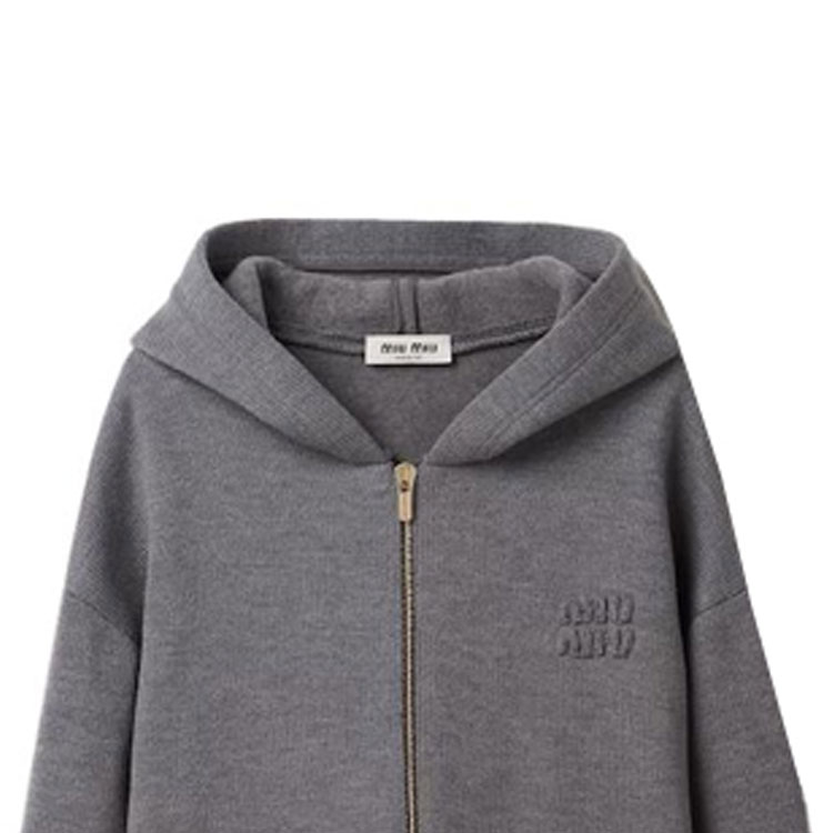 (Women) MIU MIU  Grey Ribbed Knit Long-Sleeve Sweater with Logo. MMF803-13JS-F0031-S-232 圖 7