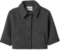 (Women) MIU MIU Grey Short-Sleeve Fitted Knit Cardigan. MMJ113-15RT-F0480-S-OOO (Women) MIU MIU Grey Short-Sleeve Fitted Knit Cardigan. MMJ113-15RT-F0480-S-OOO