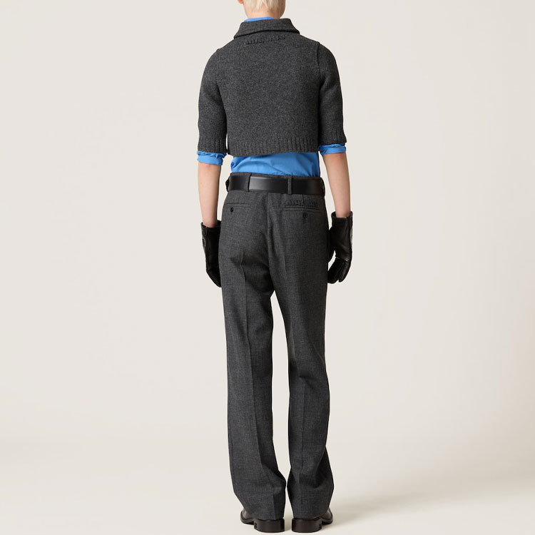 Purchase (W) ミュウミュウ グレー ショートスリーブ フィット ニットカーディガン. MMJ113-15RT-F0480-S-OOO