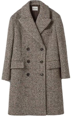 (Women) MIU MIU Herringbone Embroidery Logo Double-Breasted Coat Cocoa Brown MS1982-13R7-F0324-S-232 Buy (Women) MIU MIU Herringbone Embroidery Logo Double-Breasted Coat Cocoa Brown MS1982-13R7-F0324-S-232