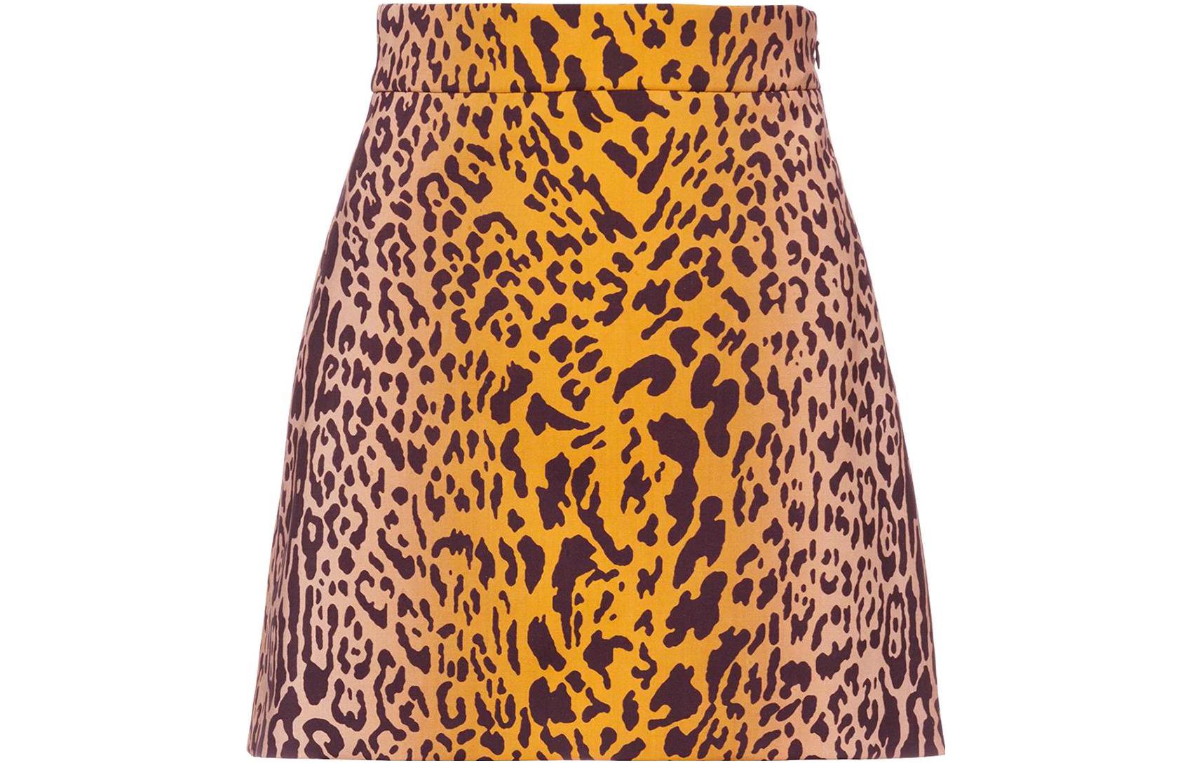 (Women) MIU MIU  High-Waist Leopard Print Skirt Brown with Side Zipper. MG1532-1YFZ-F0241