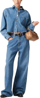 (W) MIU MIU Jeans Denim Biru High-Waisted Straight-Leg Zipper Washed GWP394-13LE-F0013 Lookbook (W) MIU MIU Jeans Denim Biru High-Waisted Straight-Leg Zipper Washed GWP394-13LE-F0013