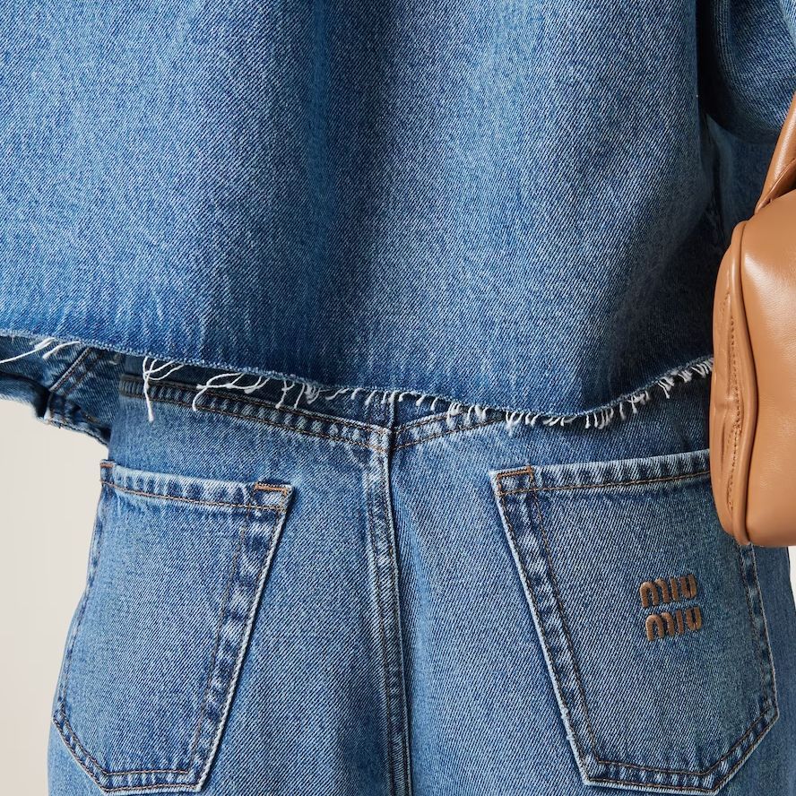 Purchase (W) MIU MIU Jeans Denim Biru High-Waisted Straight-Leg Zipper Washed GWP394-13LE-F0013