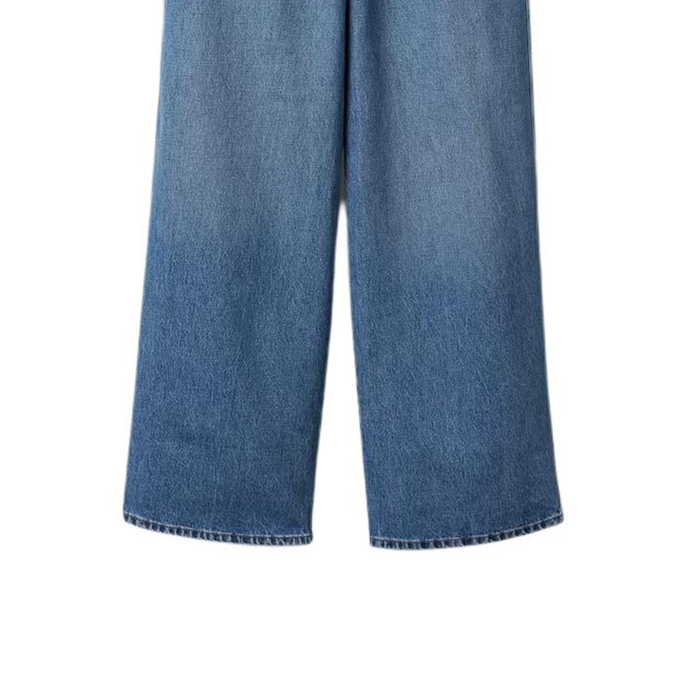 Sizing (W) MIU MIU Jeans Denim Biru High-Waisted Straight-Leg Zipper Washed GWP394-13LE-F0013