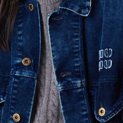 (W) MIU MIU Jaket Denim Lengan Panjang Cetakan Logo Indigo. ML1009-135Z-F0589-S-OOO Details for (W) MIU MIU Jaket Denim Lengan Panjang Cetakan Logo Indigo. ML1009-135Z-F0589-S-OOO