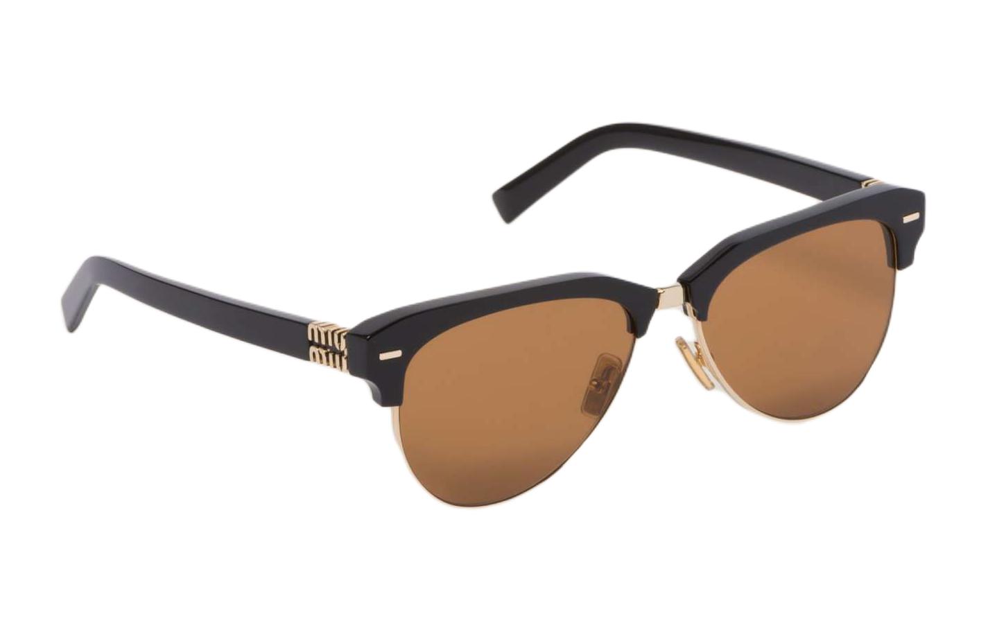 Shop (W) MIU MIU Cermin Mata Logo Logam Acetate Tidak Sekata Warna Hitam. SMU09ZE1ABF02Z1C057