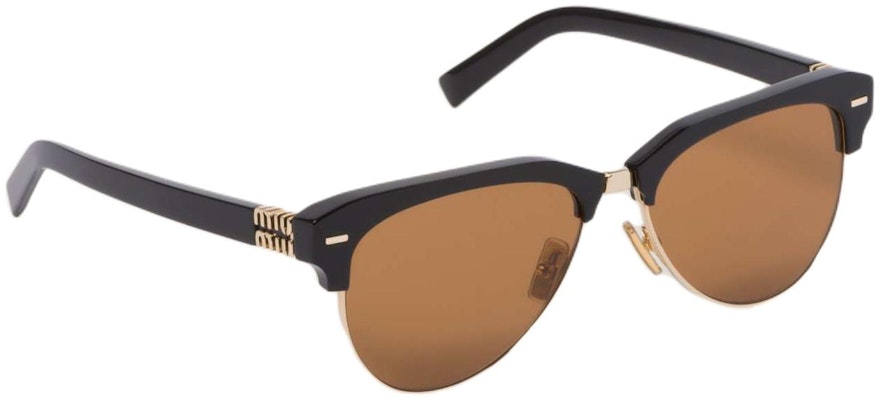 (W) MIU MIU Cermin Mata Logo Logam Acetate Tidak Sekata Warna Hitam. SMU09ZE1ABF02Z1C057 Shop (W) MIU MIU Cermin Mata Logo Logam Acetate Tidak Sekata Warna Hitam. SMU09ZE1ABF02Z1C057