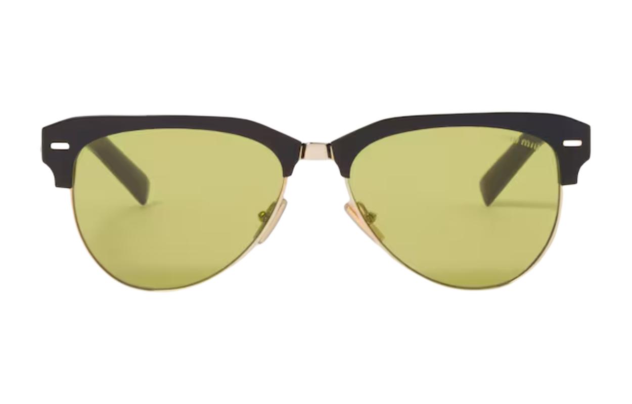 (Women) MIU MIU  Irregular Acetate Metal Sunglasses Black with Logo Temples SMU09ZE1ABFE07OC057 圖 3