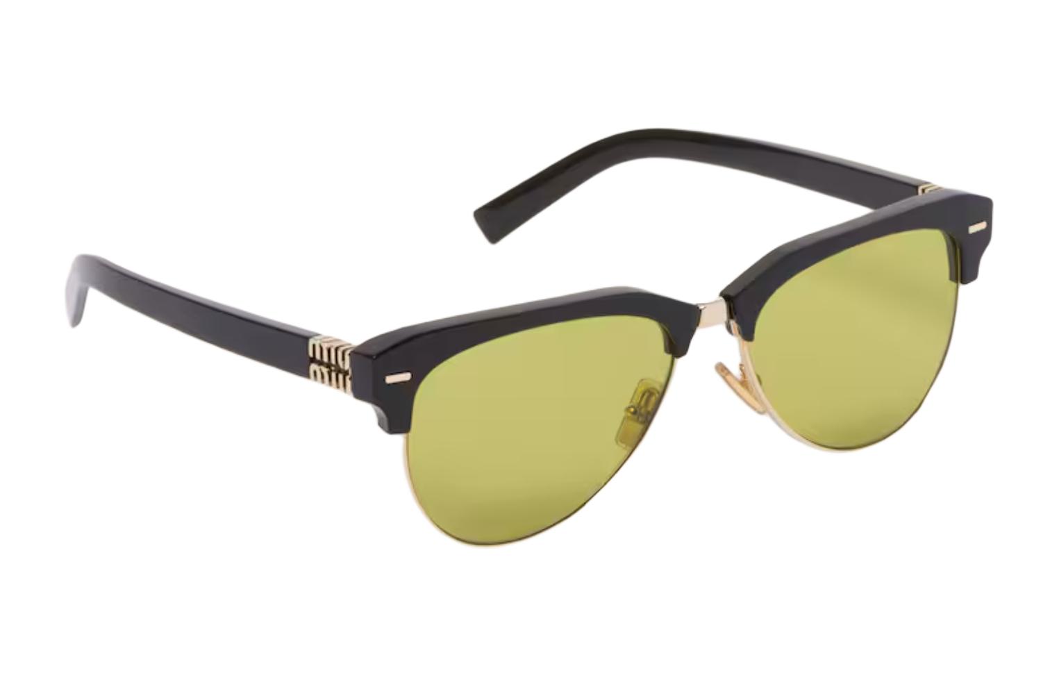 (Women) MIU MIU  Irregular Acetate Metal Sunglasses Black with Logo Temples SMU09ZE1ABFE07OC057 圖 4