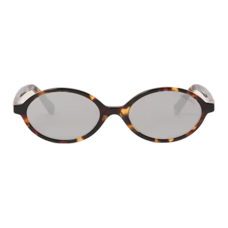 (Women) MIU MIU  Irregular Acetate Sunglasses Tortoiseshell with Logo Temples. SMU04Z_EVAU_FE07F_C_A050
