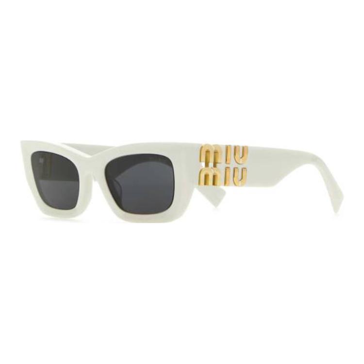 (Women) MIU MIU  Irregular Acetate Sunglasses with Side Logo Text - White 0MU09WS1425S053 圖 2
