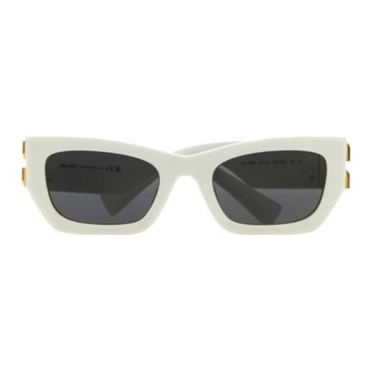 (Women) MIU MIU  Irregular Acetate Sunglasses with Side Logo Text - White 0MU09WS1425S053 圖 3