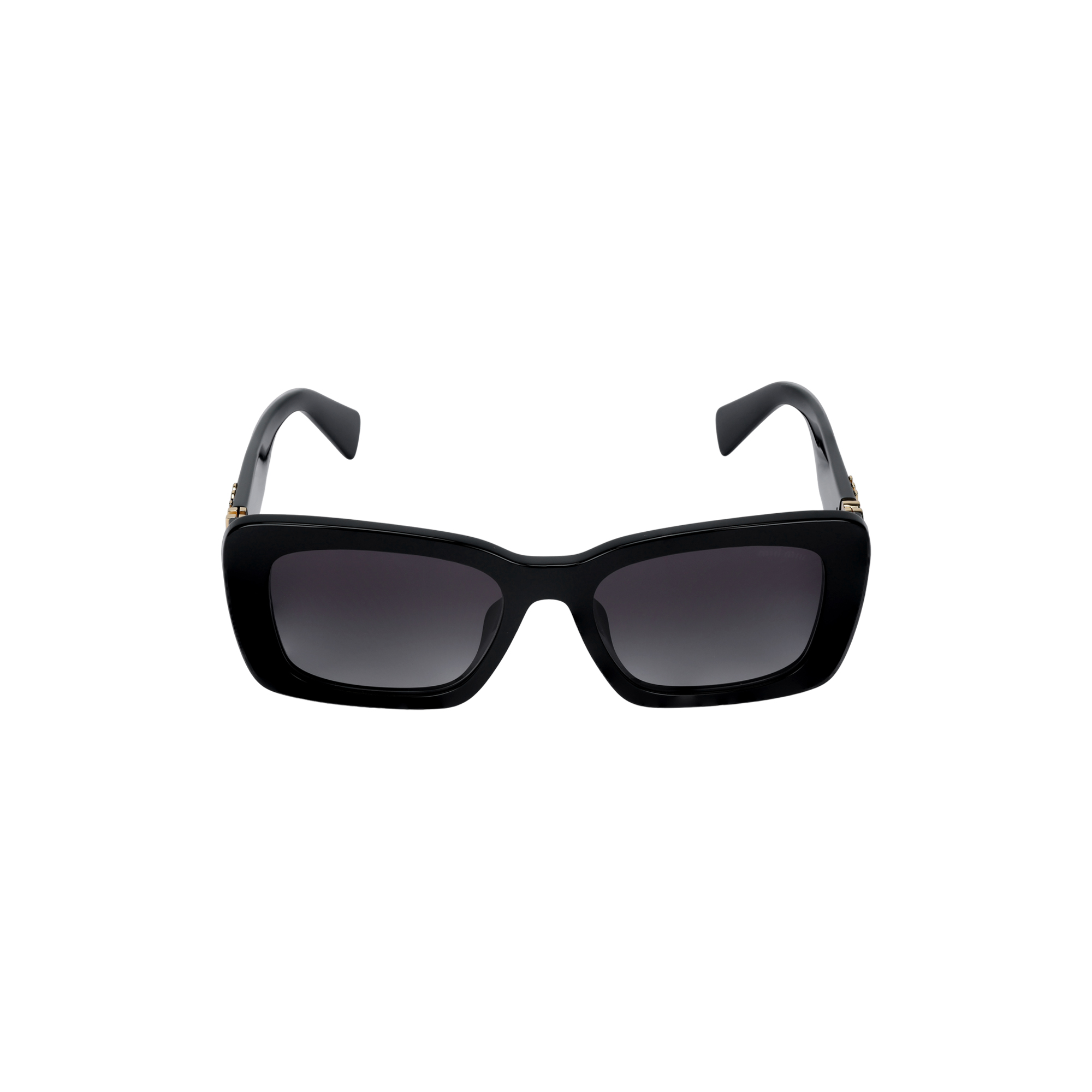 (Women) MIU MIU  Irregular Black Acetate Sunglasses with Side Logo. MU07YS1AB5D1