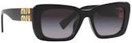 Lookbook (W) MIU MIU Gafas de Sol Negras Irregulares de Acetato con Logo Lateral. MU07YS1AB5D1