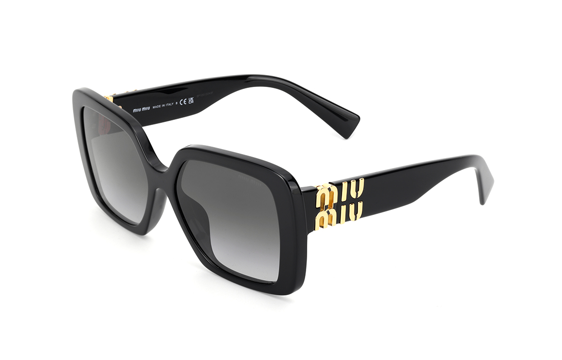(Women) MIU MIU  Irregular Black Sunglasses with Lettered Temples. 0MU10YS1AB5D1 圖 2