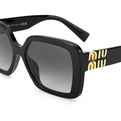 (Women) MIU MIU  Irregular Black Sunglasses with Lettered Temples. 0MU10YS1AB5D1 圖 5