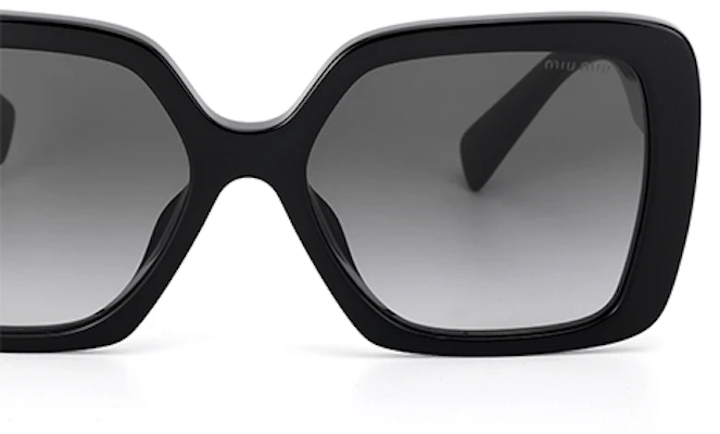 (W) Kacamata Hitam MIU MIU Irregular dengan Tangkai Berhuruf. 0MU10YS1AB5D1 Details for (W) Kacamata Hitam MIU MIU Irregular dengan Tangkai Berhuruf. 0MU10YS1AB5D1