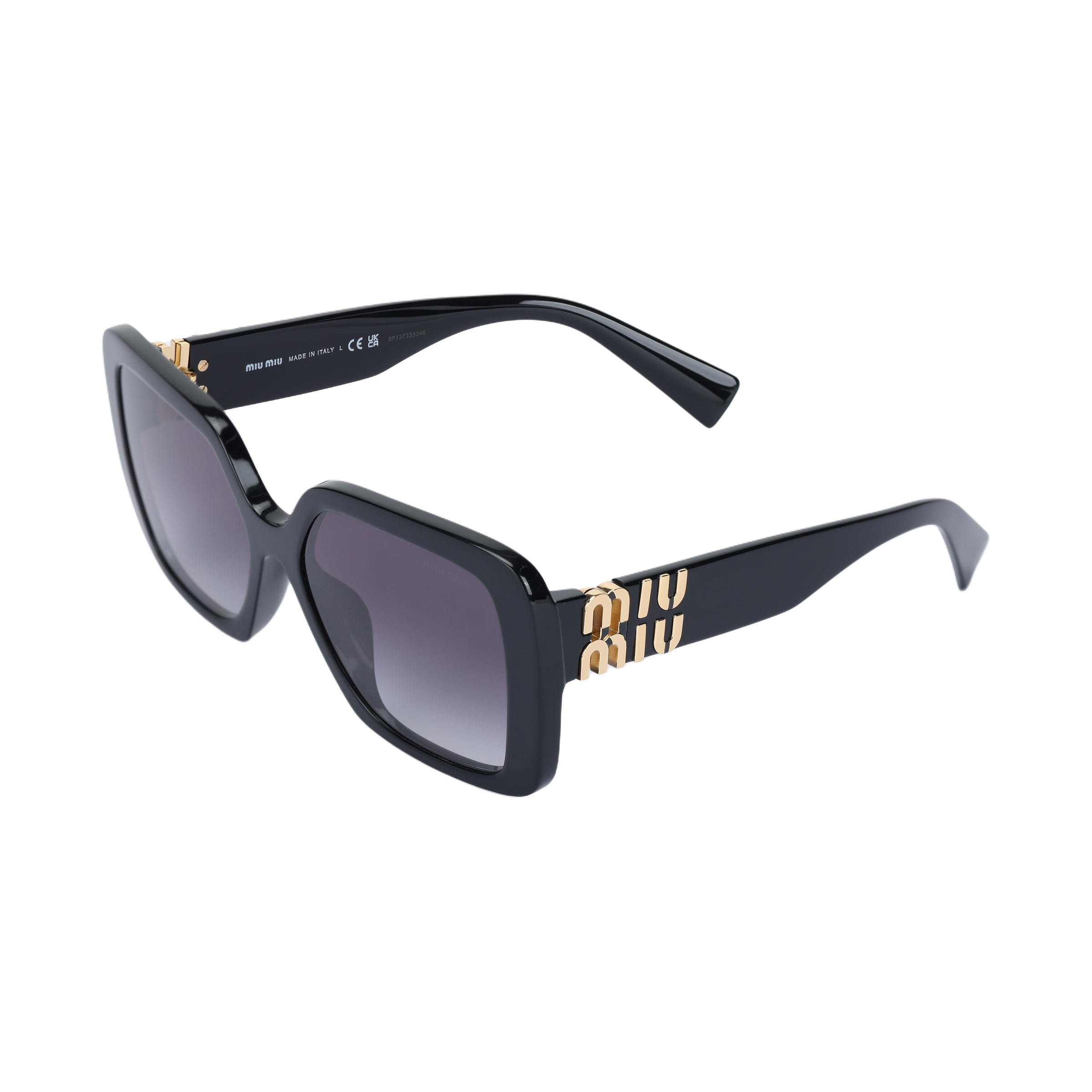 Buy (W) MIU MIU 不规则形黑色太阳镜带标志醋酸框架. SMU10Y_E1AB_F05D1_C_056
