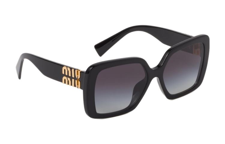 Shop (W) MIU MIU 不规则形黑色太阳镜带标志醋酸框架. SMU10Y_E1AB_F05D1_C_056