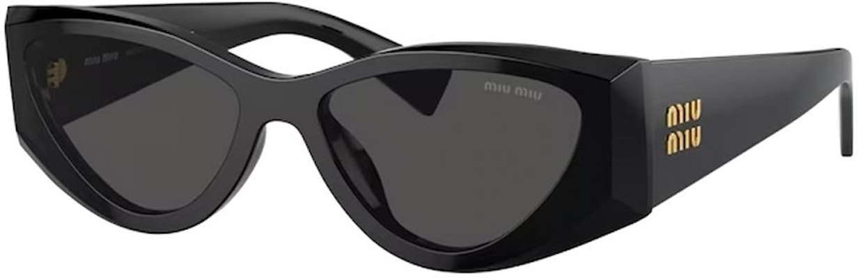(W) MIU MIU イレギュラーシェイプロゴサングラス ブラック アセテート 度付き対応 SMU06Y_E1AB_F05S0_C_054 Order (W) MIU MIU イレギュラーシェイプロゴサングラス ブラック アセテート 度付き対応 SMU06Y_E1AB_F05S0_C_054