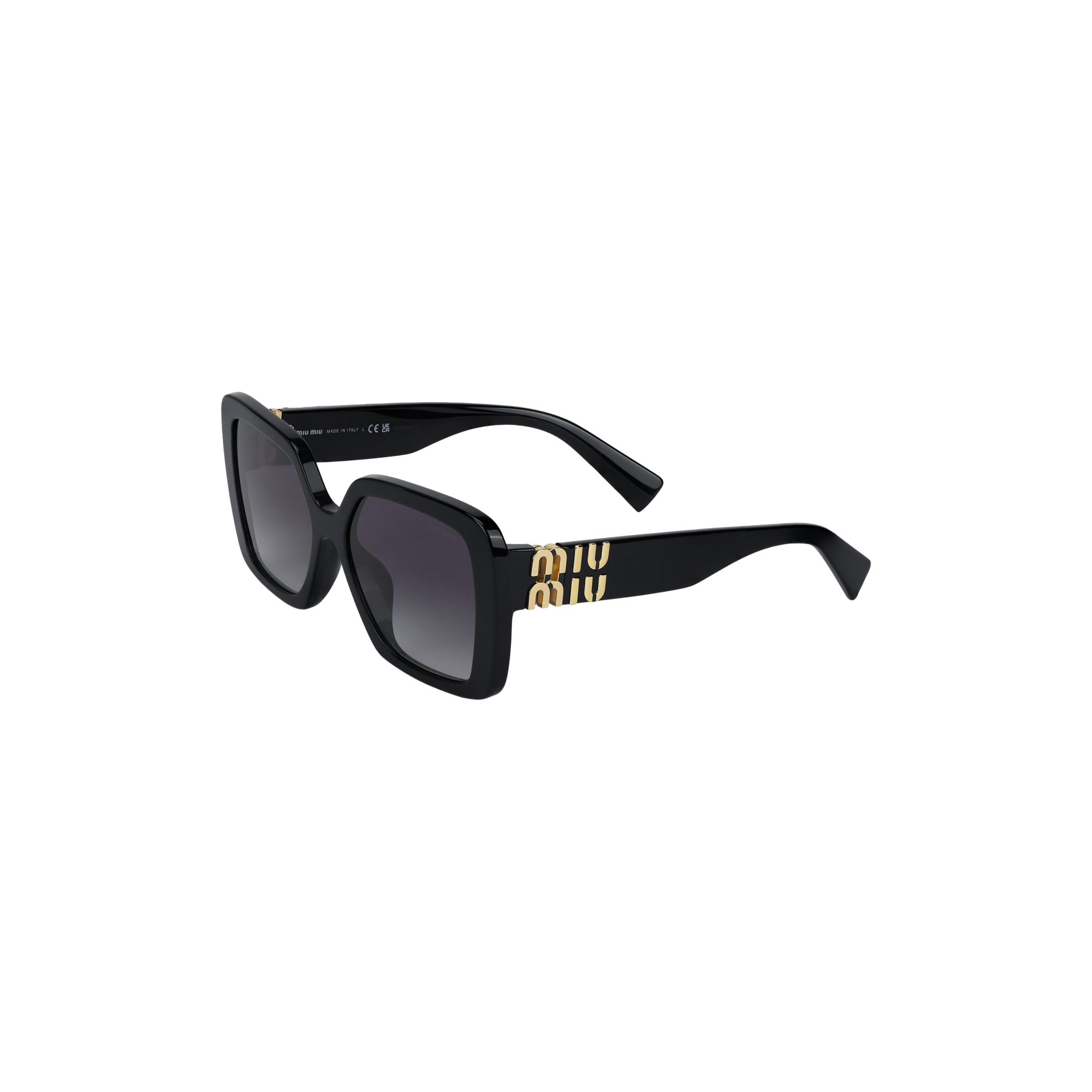 (Women) MIU MIU  Irregular Shaped Sunglasses with Logo Embossed - Black 0MU10YS1AB5D156