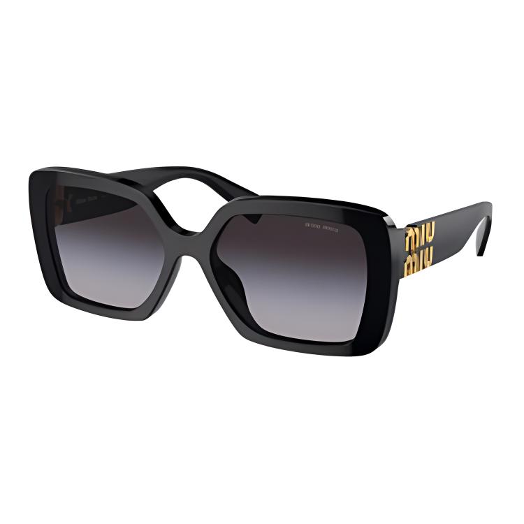 Order (W) MIU MIU ロゴ入りイレギュラーシェイプサングラス - ブラック 0MU10YS1AB5D156