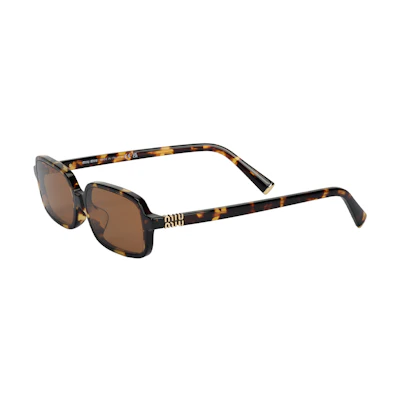 (Women) MIU MIU Irregular Tortoiseshell Acetate Sunglasses with Logo. SMU11Z_EVAU_F02Z1