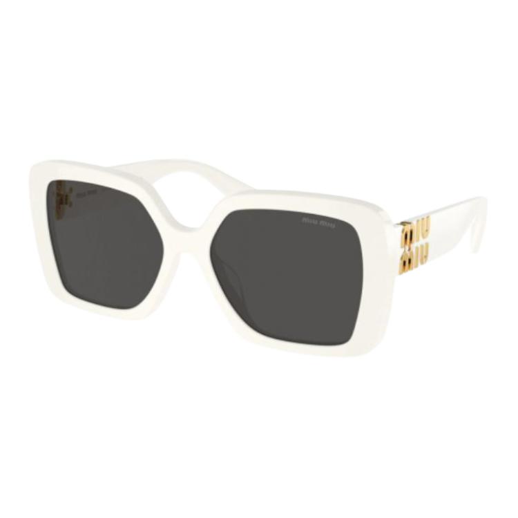 (Women) MIU MIU  Irregular White Sunglasses - Chic and Elegant Design. 0MU10YS1425S0