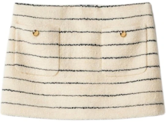 (Women) MIU MIU Ivory Embroidered Logo Striped Mini Skirt with Back Zipper. MG2152-14HO-F0C56 Order (Women) MIU MIU Ivory Embroidered Logo Striped Mini Skirt with Back Zipper. MG2152-14HO-F0C56