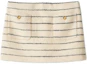 Order (Women) MIU MIU Ivory Embroidered Logo Striped Mini Skirt with Back Zipper. MG2152-14HO-F0C56