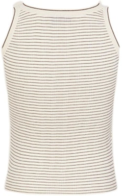 (W) MIU MIU Ivory Tank Top Jalur Berusuk Leher Bulat FW24. MMV219-15BM-F0B23-S-OOO Lookbook (W) MIU MIU Ivory Tank Top Jalur Berusuk Leher Bulat FW24. MMV219-15BM-F0B23-S-OOO